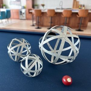 Galvanized steel orbs Large 12”, Med 8”, Small 6”